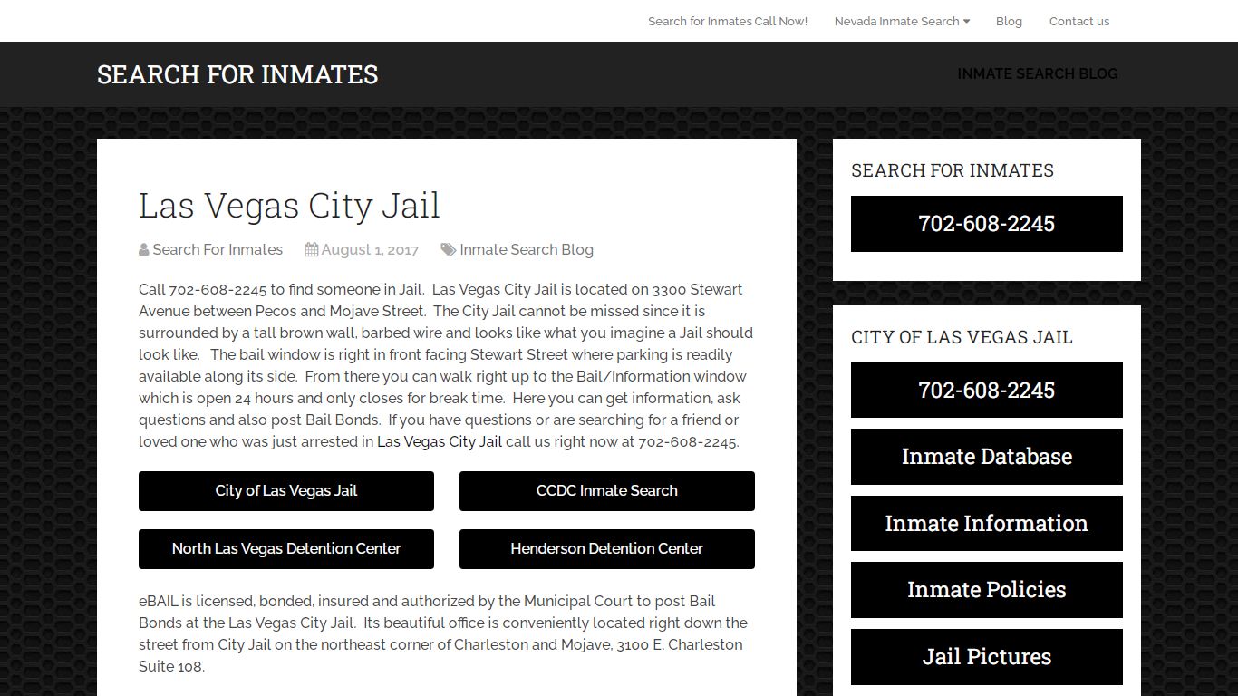 Las Vegas City Jail - Search for Inmates